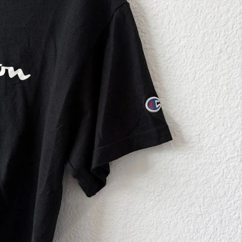 Champion Black Cropped Logo T-Shirt Size Small